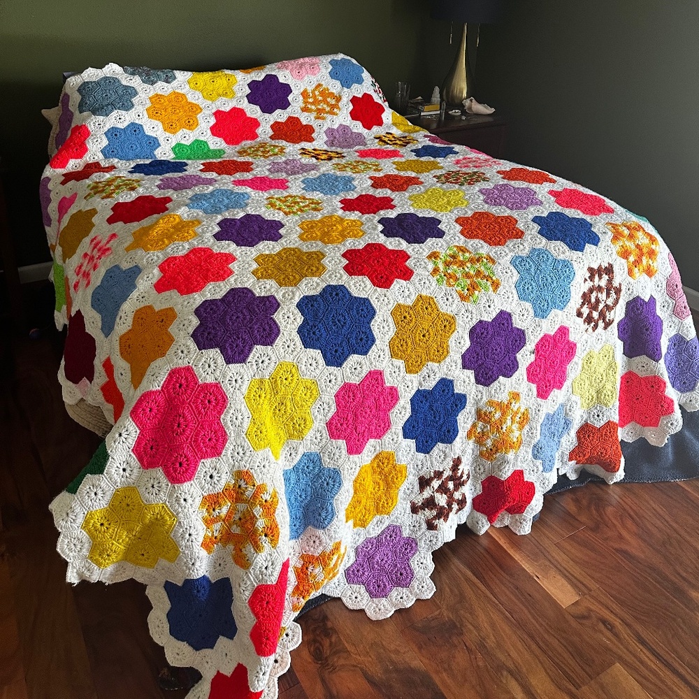 SOLD - Rainbow Crochet Blanket